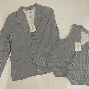 Striped Blazer and Vest Set